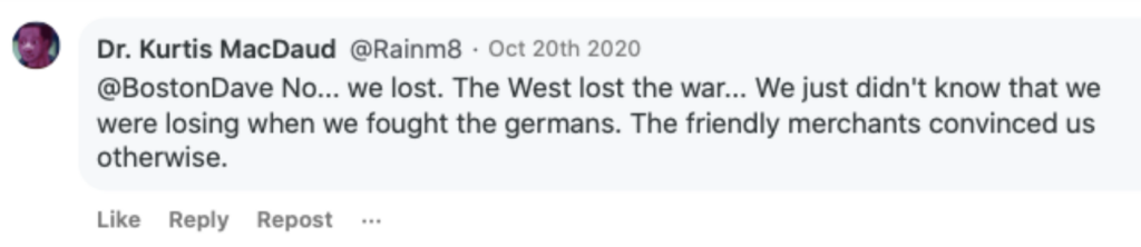 Trenin Bayless saying the west lost WW2